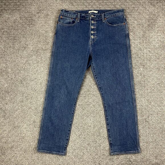 Levi's Premium Jeans Womens W32 L26 Blue Wedgie Straight Button Fly High Rise - Picture 1 of 13